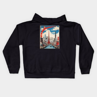 Tokyo Japan Vintage Poster Tourism 4 Kids Hoodie